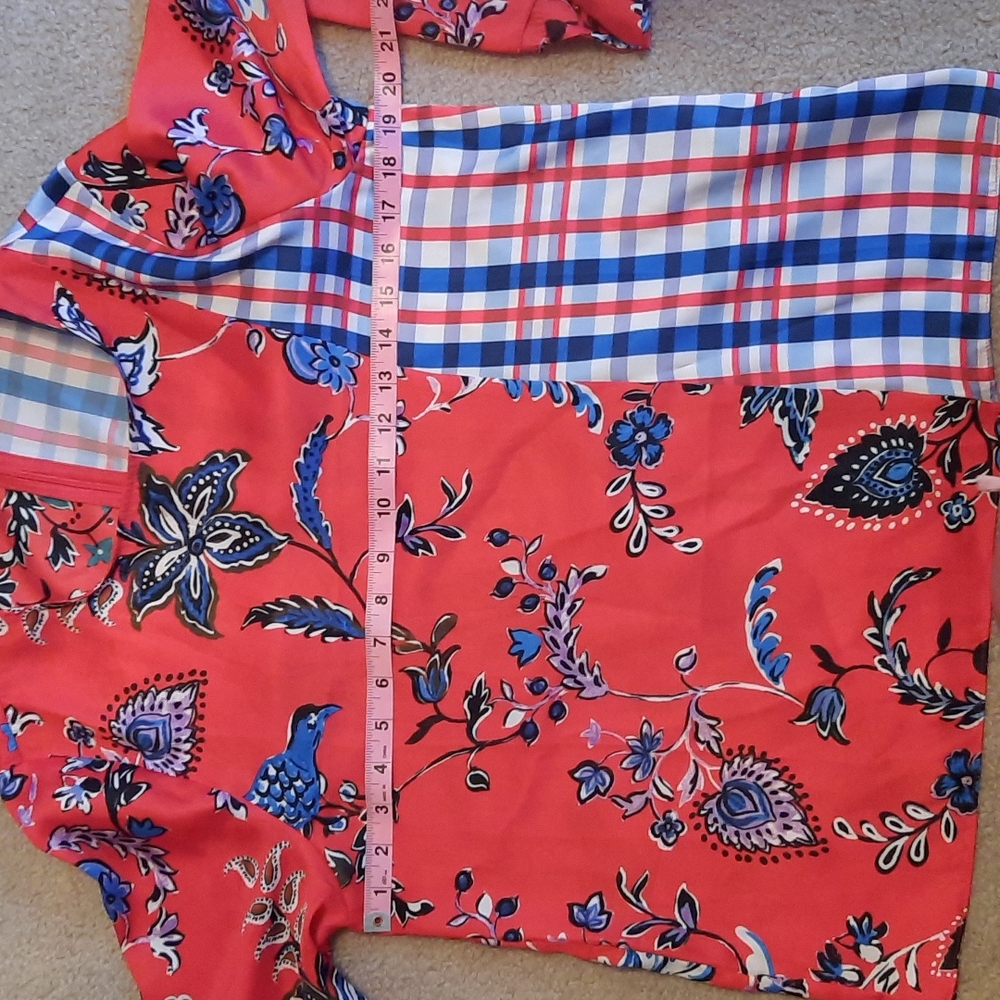 Zara Floral & Plaid Patchwork Print Top, Size Small - Picture 5 of 5